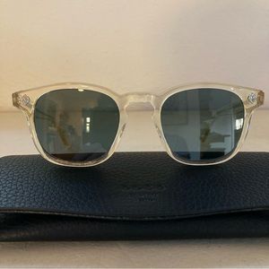 Garrett Leight Ace In Pure Glass Frame With Semi-Flat Blue Smoke Lens